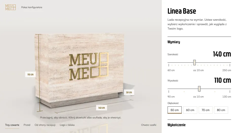 Counter in travertine